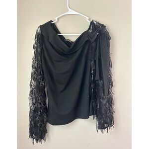 ChicMe XL Black Top with Sequin Sleeves